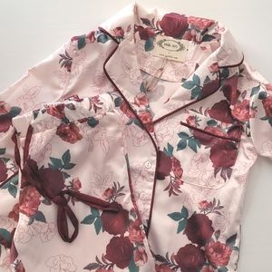 NWT Joyfolie Pink Floral Satin Pajamas 3T